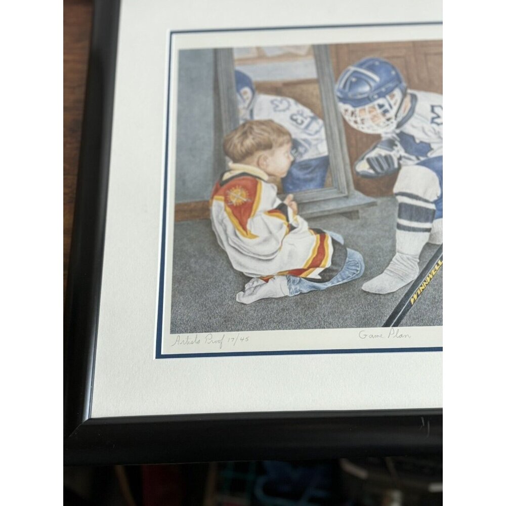 VTG John‎ Newby Game Plan Signed Framed Hockey Maple Leafs 17/45 Rare Art Print - Picture 9 of 16